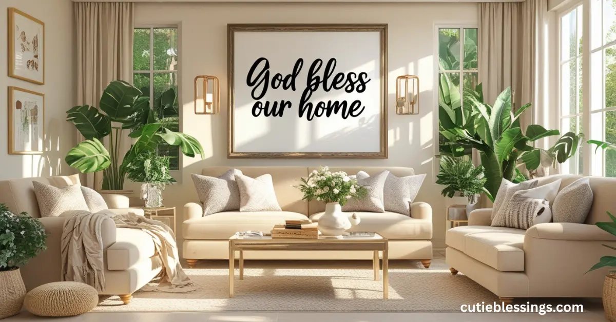 Living Room Decor Featuring God Bless Our Home
