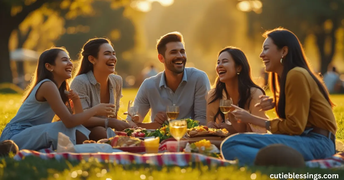 Friends and family sharing joyful moments for Happy Friday blessings”