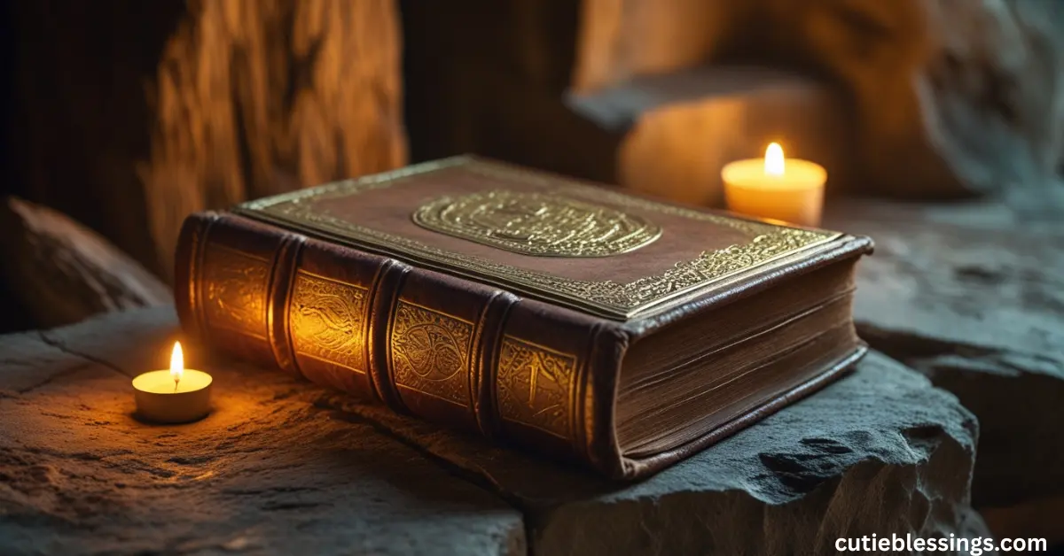 Vintage book and candlelight representing the origin and evolution of the phrase “have a blessed day.”