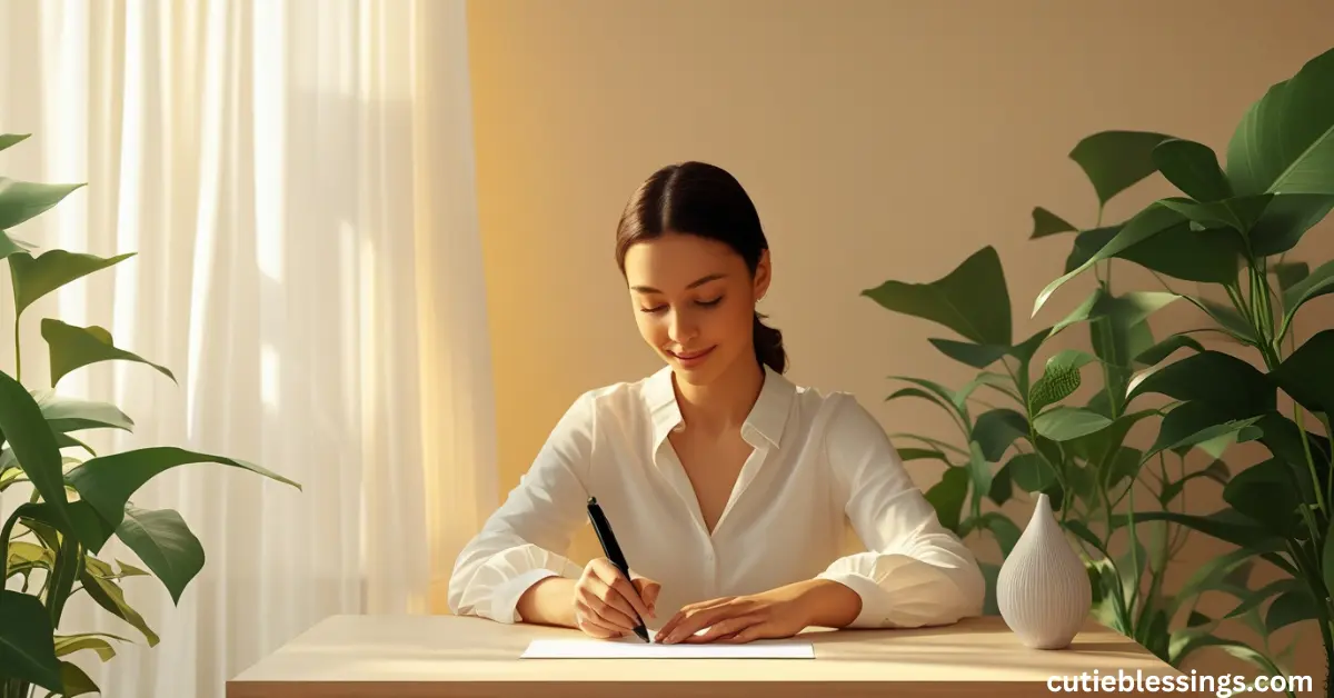 Person writing a thoughtful message, symbolizing ways to say “have a blessed day” in daily life.
