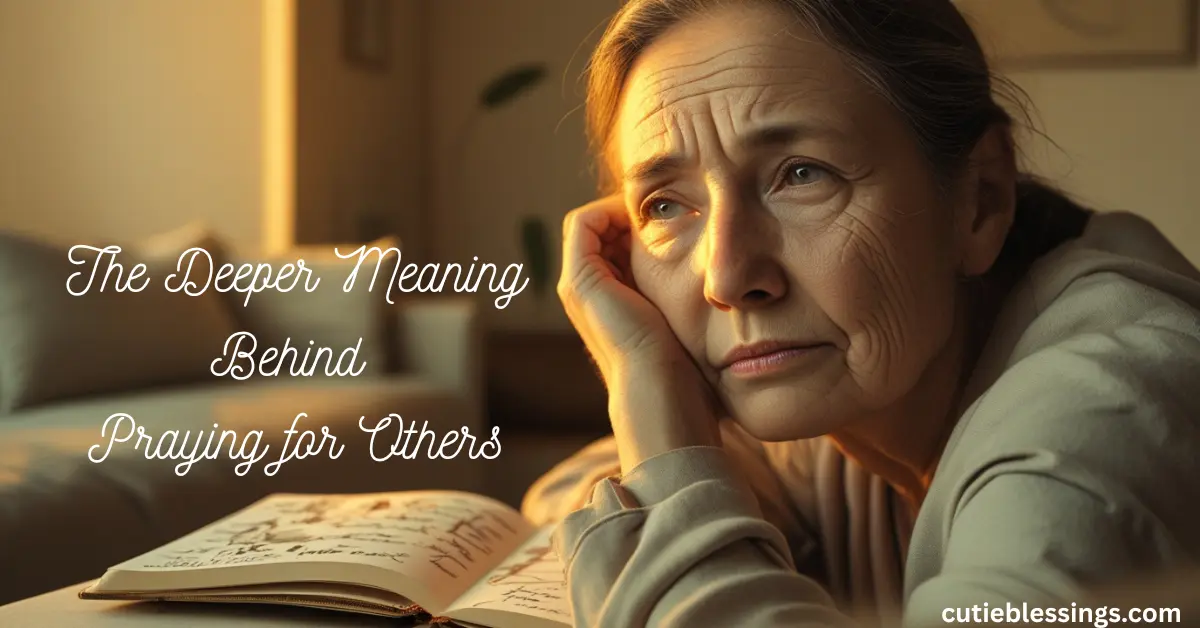 A person reflecting quietly while journaling about prayers for others.