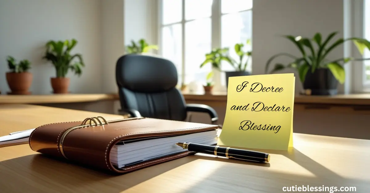 Morning planner and motivational notes arranged neatly on a desk.