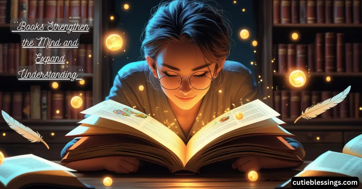 erson reading at a desk with books and floating knowledge symbols, representing intellectual growth through reading.