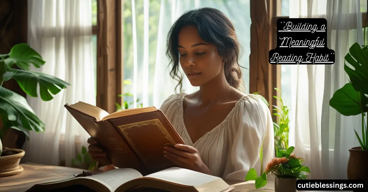 Person building a consistent reading habit in a cozy morning routine with books and journaling.