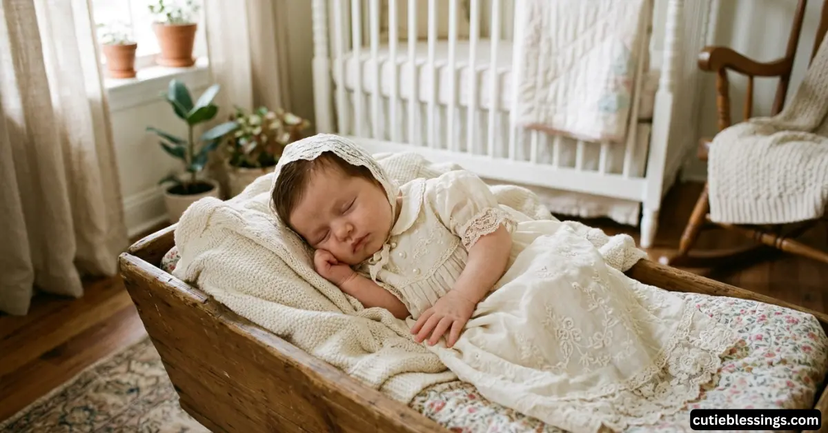 Vintage-Inspired Heirloom Gown for Newborn Blessing Dress